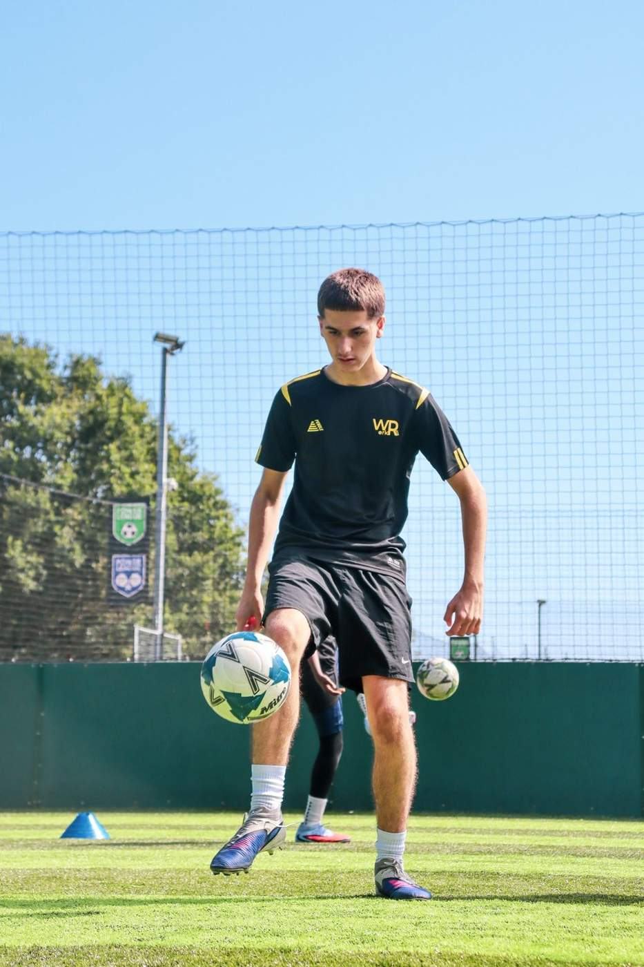 Player developing ball control during an outdoor session